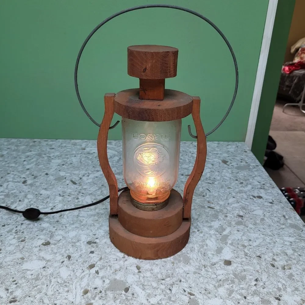 Rustic Mason Jar Lamp 15.5 Inches Tall